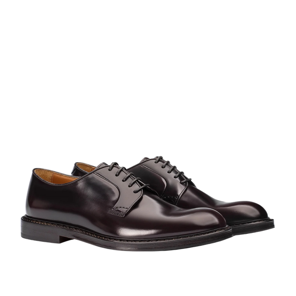 Burgundy Calf Leather Lace-up Derby Shoes