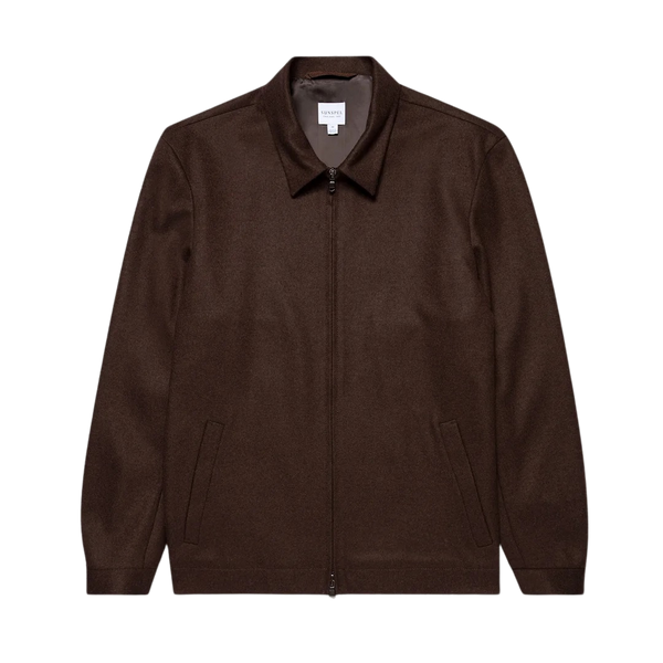 Truffle Boiled Wool Harrington Zip Jacket