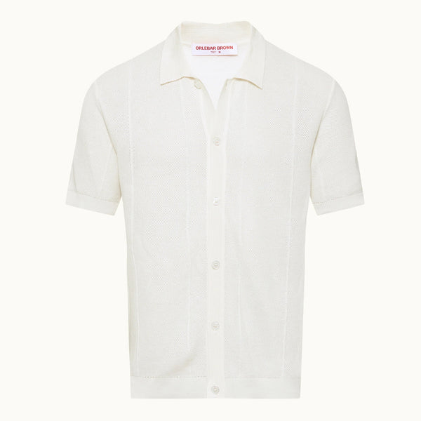 White Tiernan Cotton Pique Knit Shirt