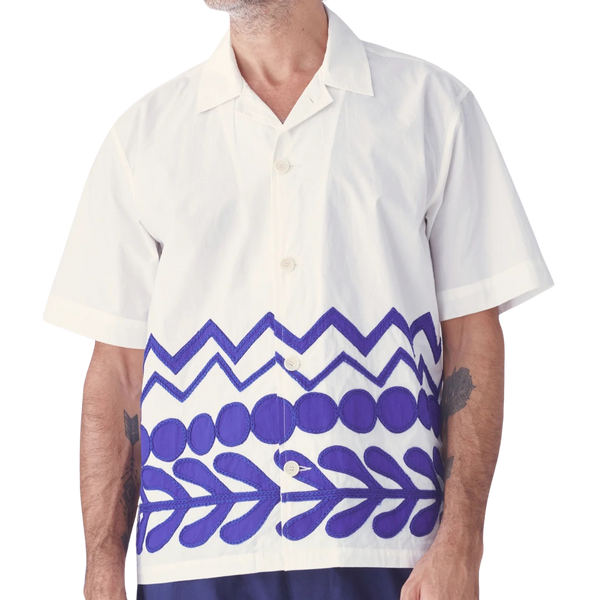 Lime White Subha Les Cyclades Hand Embroidered Cotton S/S Shirt