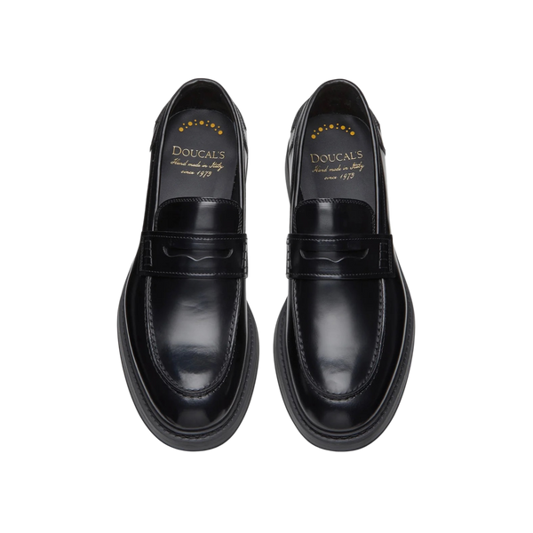 Black Nero Penny Adler Calfskin Leather Mocassino Loafers