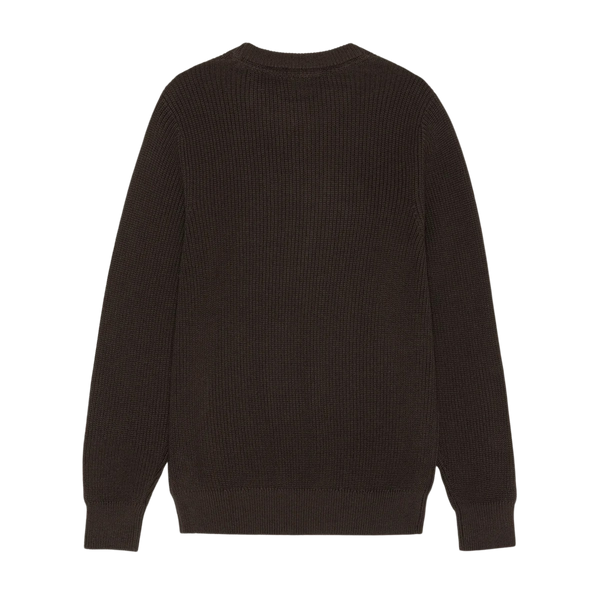Mole Brown Cotton Rib Crewneck Knit Sweater