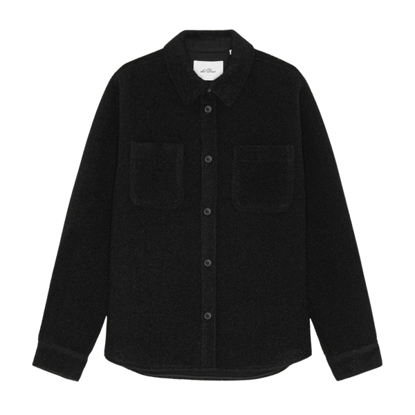 Black Bouclé Wool Blend Overshirt Jacket
