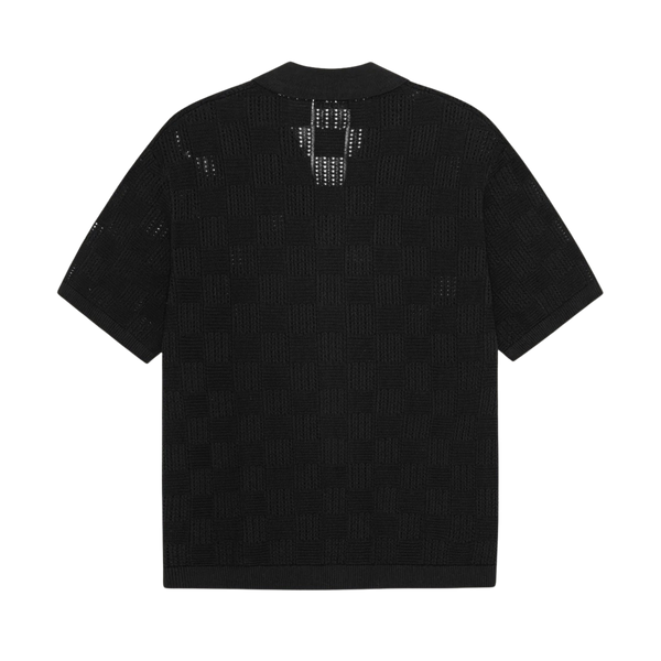 Black Square Knitted Cotton S/S Shirt