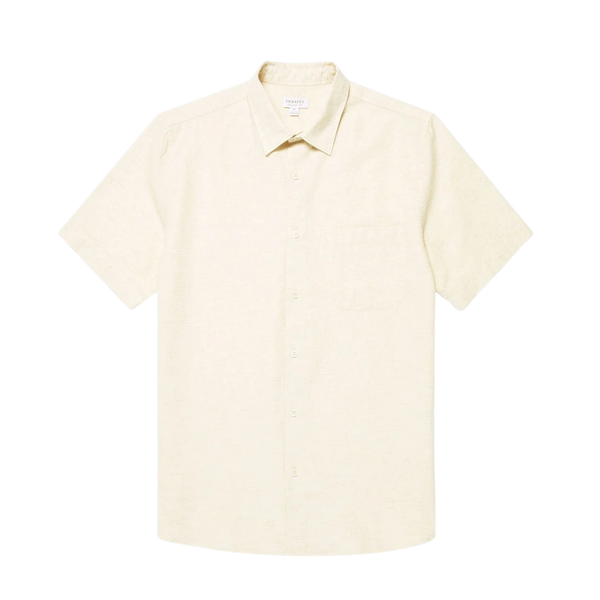 Ecru Natural Texture Cotton Linen S/S Shirt