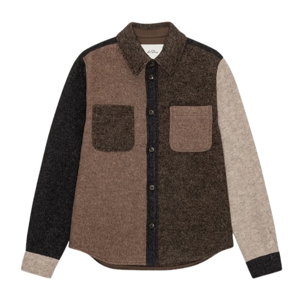 Mole Brown Wool Colourblock Overshirt