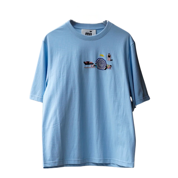 Sky Blue Samuel Hand Embroidered Cotton T-shirt