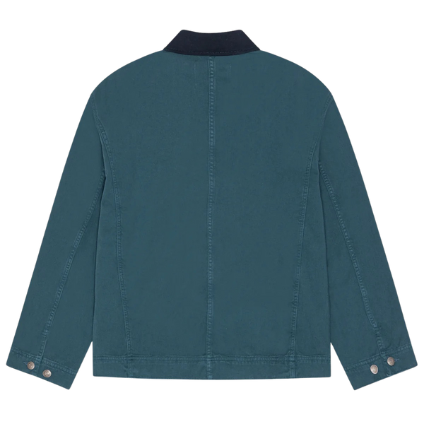 Dark Denim Blue Cotton Twill Zipper Jacket