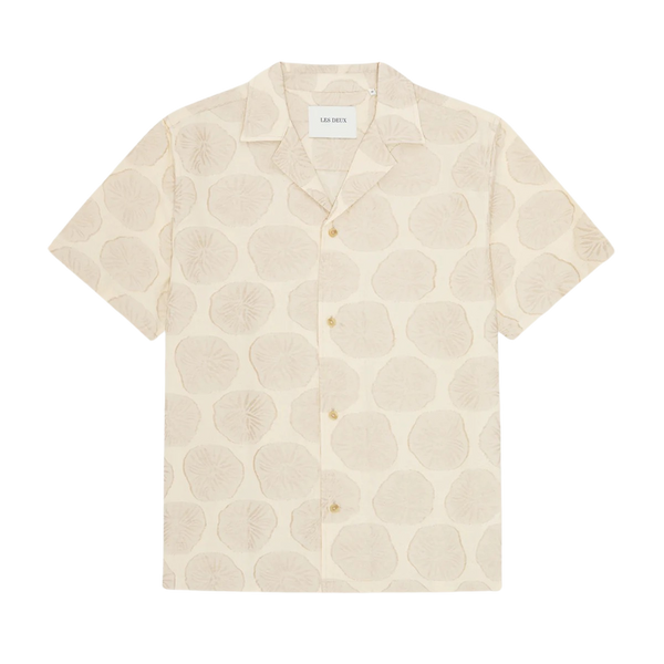 Light Sand Dahlia Cotton Linen Jacquard S/S Shirt