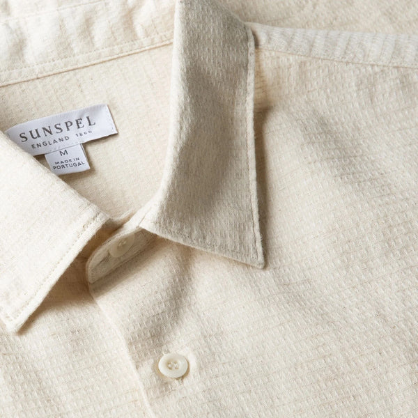Ecru Natural Texture Cotton Linen S/S Shirt