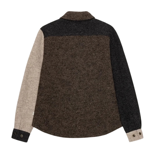 Mole Brown Wool Colourblock Overshirt
