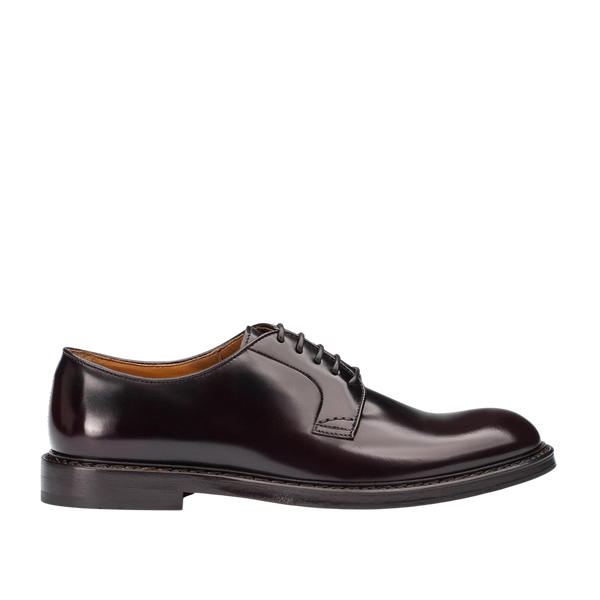Burgundy Calf Leather Lace-up Derby Shoes