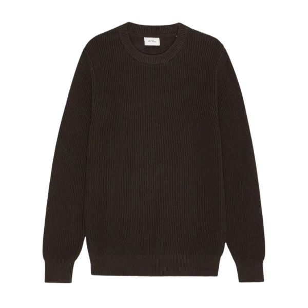 Mole Brown Cotton Rib Crewneck Knit Sweater