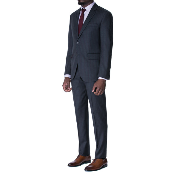 Charcoal Bordeaux Pinstripe Two Button Suit - Sydney's, Toronto, Bespoke Suit, Made-to-Measure, Custom Suit,