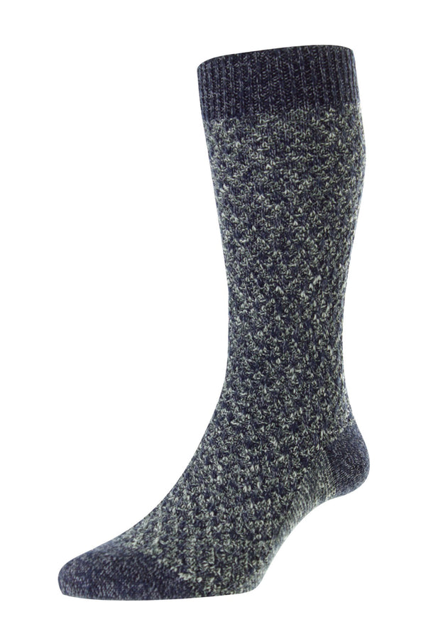 Black Sea Mix Rhos Recycled Cotton Ribbed Socks