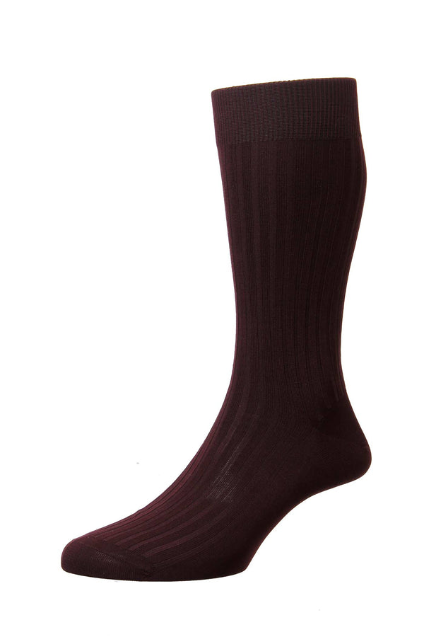 Burgundy Danvers Mercerised Cotton Socks
