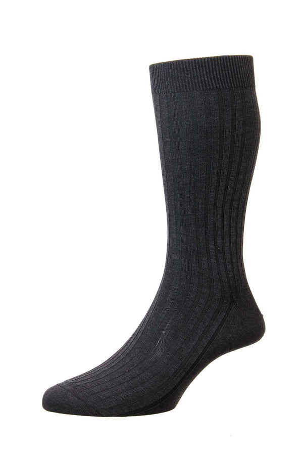 Dark Grey Danvers Mercerised Cotton Socks