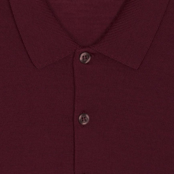 Bordeaux Cotswold Merino Long Sleeve Knit Polo Sweater