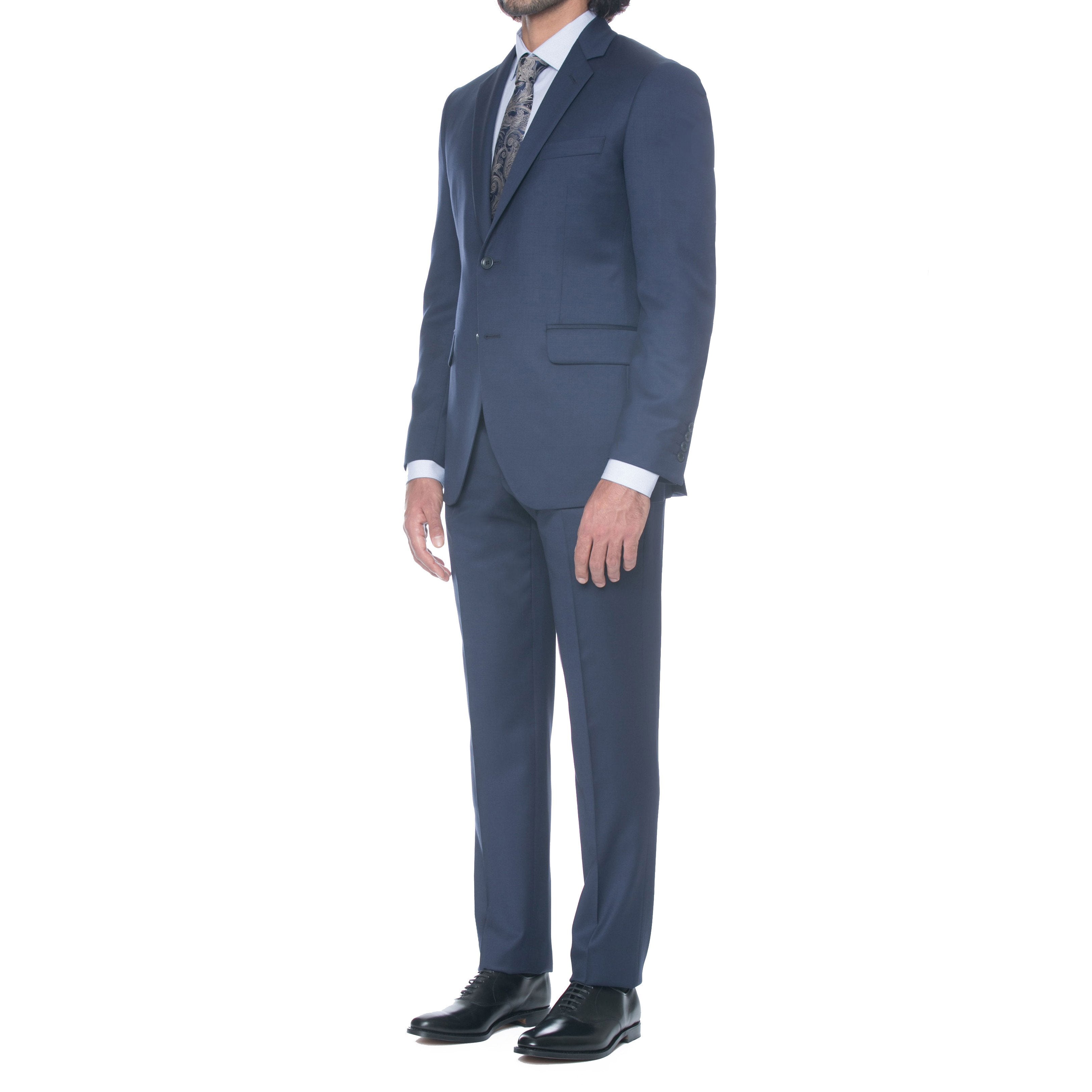 Ink Blue Two Button Wool Suit - Main Image