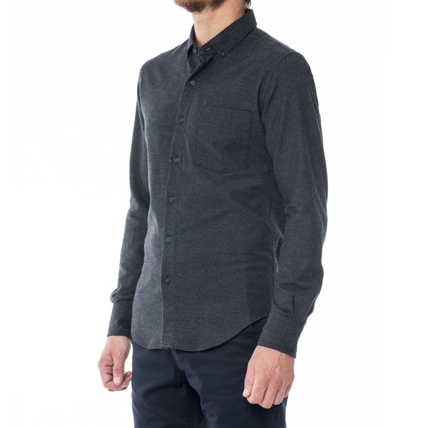 Charcoal Twill Flannel Long Sleeve Shirt - Sydney's, Toronto, Bespoke Suit, Made-to-Measure, Custom Suit,