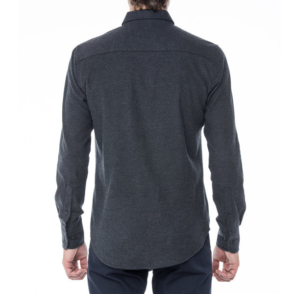 Charcoal Twill Flannel Long Sleeve Shirt - Sydney's, Toronto, Bespoke Suit, Made-to-Measure, Custom Suit,