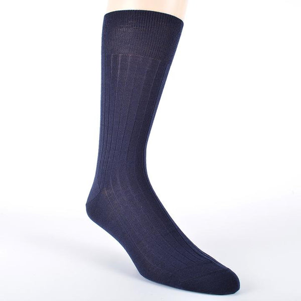 Wool Ribbed Knee High Socks, Navy