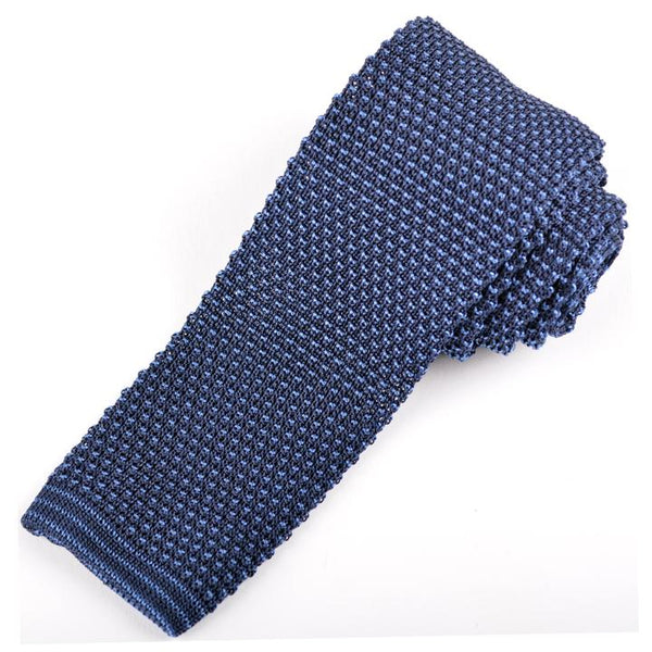 Navy and Indigo Silk Knit Tie