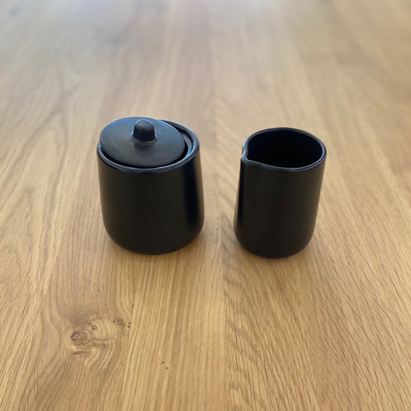 Black Ceramic Mini Jug & Sugar Pot Set