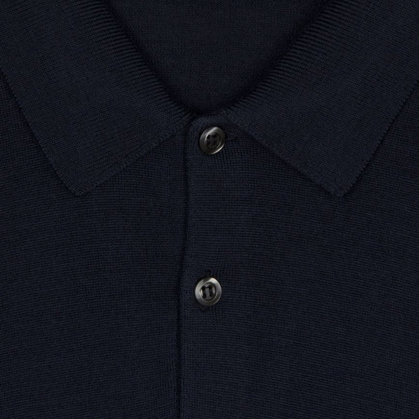 Midnight Navy Cotswold Merino Long Sleeve Knit Polo Sweater