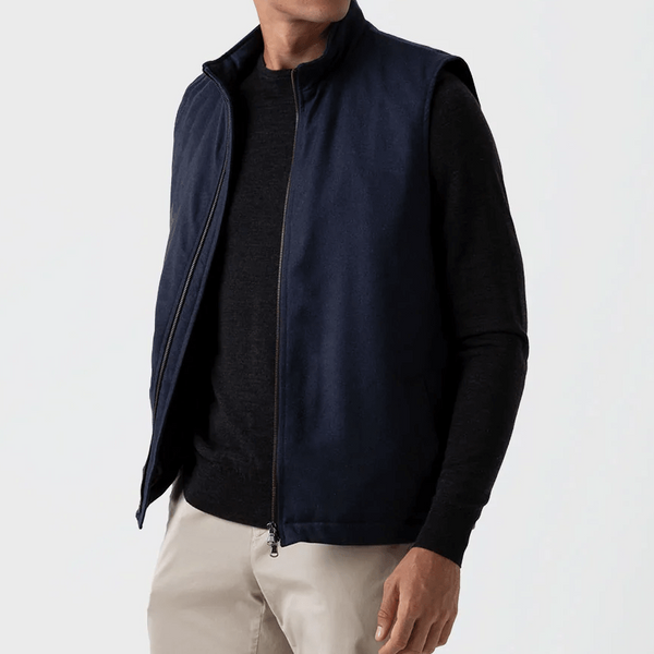 Navy Melange Insulated Wool Gilet