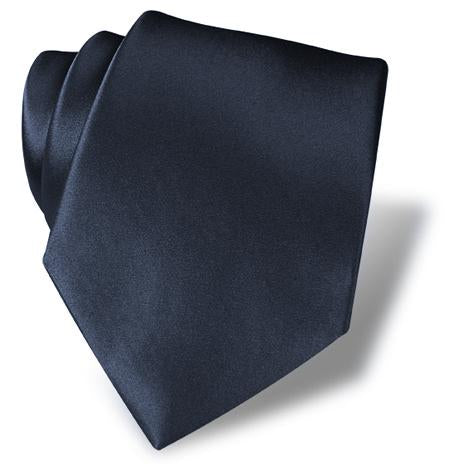 French Navy Solid Silk Satin Tie