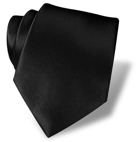 Black Solid Silk Satin Tie