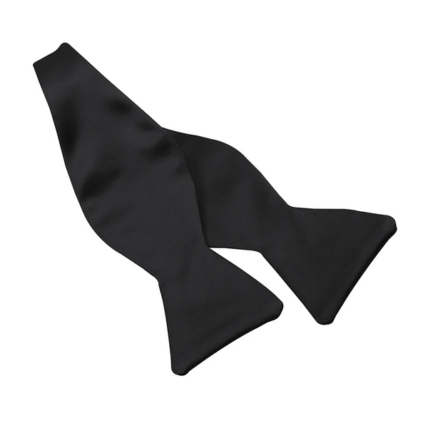 Black Silk Satin Bow Tie