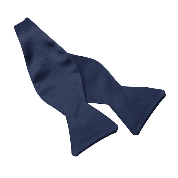 Navy Silk Satin Bow Tie