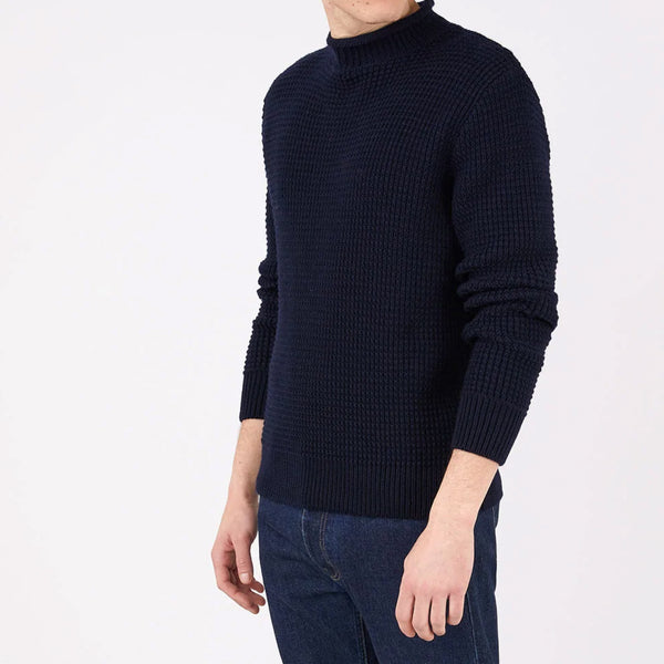 Navy Merino Fisherman Jumper Sweater