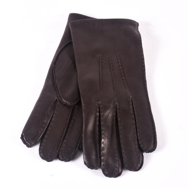 KIN Leather Cashmere Lined Gloves, Dark Brown
