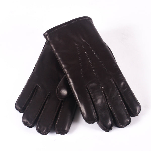 KIN Leather Lined Gloves, Dark Brown
