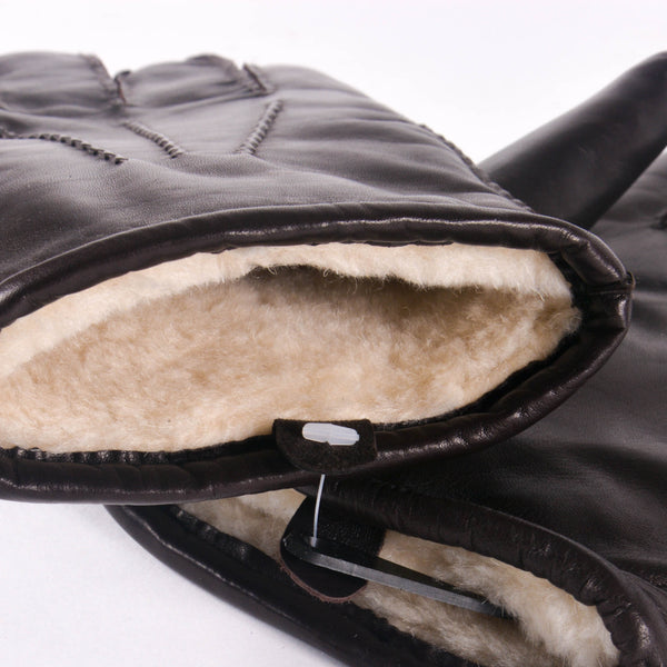 KIN Leather Lined Gloves, Dark Brown
