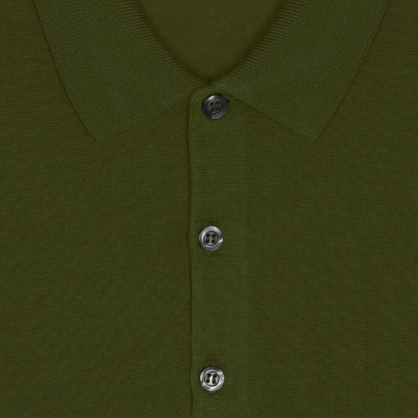 Verdant Green Cotswold Merino Long Sleeve Knit Polo Sweater